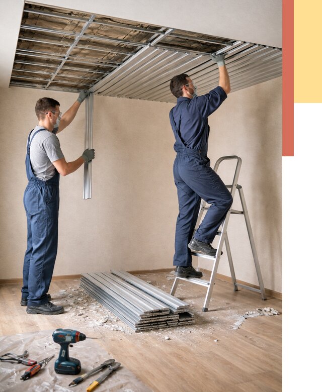 Демонтаж реечного потолка в Вологде от 4622 руб. быстро и недорого | ОТДЕЛОЧНИК-Вгд