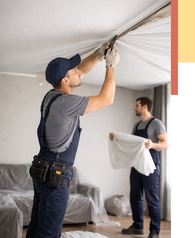 Демонтаж натяжного потолка в Вологде от 4622 руб. — снятие и разбор под ключ | ОТДЕЛОЧНИК-Вгд