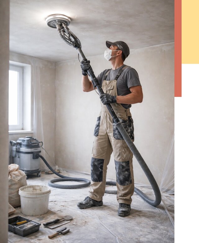 Шлифовка потолка в Вологде от 3595 руб. — услуги шлифования потолка | ОТДЕЛОЧНИК-Вгд