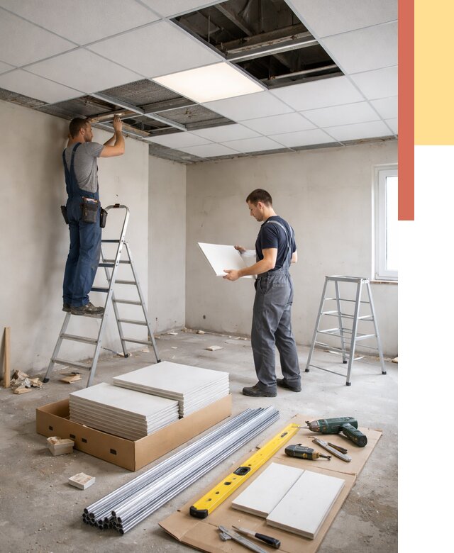 Монтаж потолка армстронг в Вологде от 4622 руб/м2 — быстрая установка под ключ | ОТДЕЛОЧНИК-Вгд