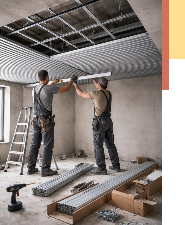 Монтаж реечного потолка в Вологде от 4622 руб. под ключ | ОТДЕЛОЧНИК-Вгд