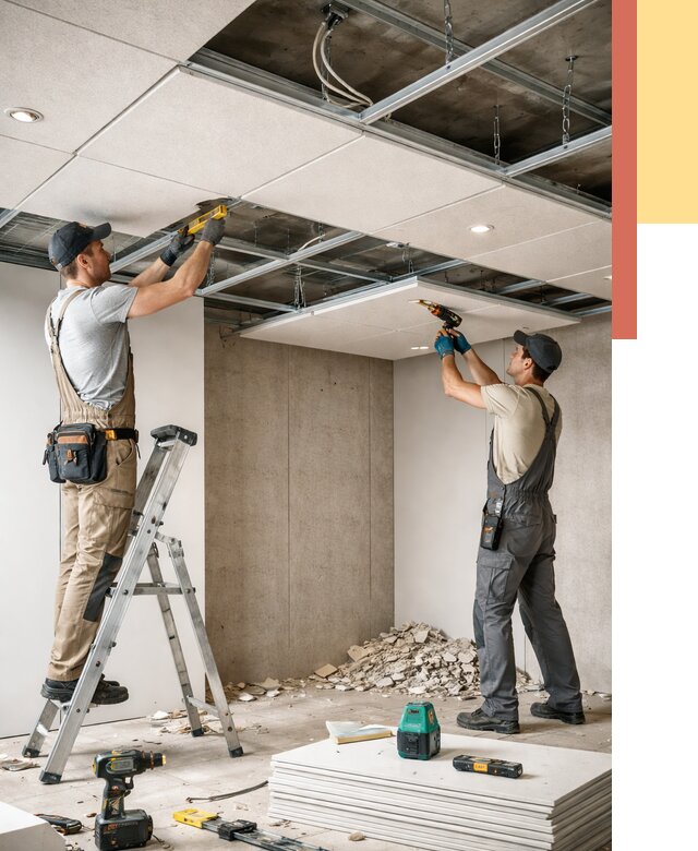 Монтаж акустического потолка в Вологде от 6677 руб/м2 — быстро и недорого | ОТДЕЛОЧНИК-Вгд