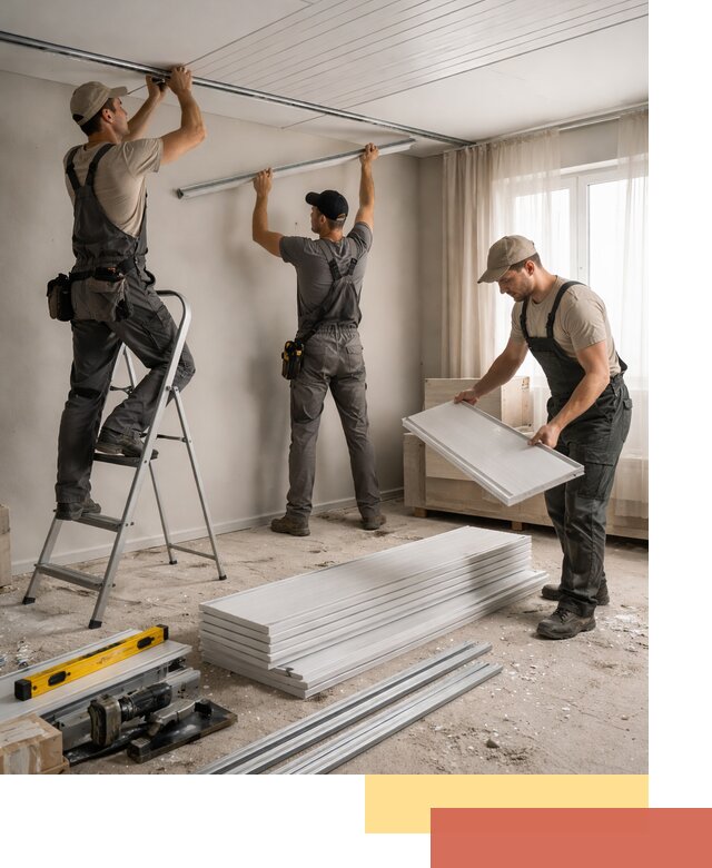 Монтаж потолка из ПВХ панелей в Вологде оперативно и качественно