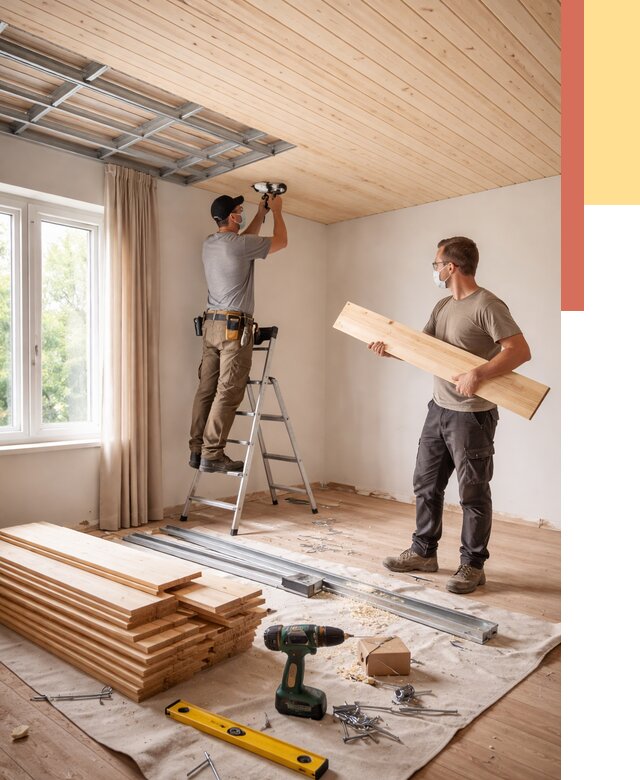 Монтаж потолка из вагонки в Вологде от 6677 руб. | Быстро и недорого — ОТДЕЛОЧНИК-Вгд