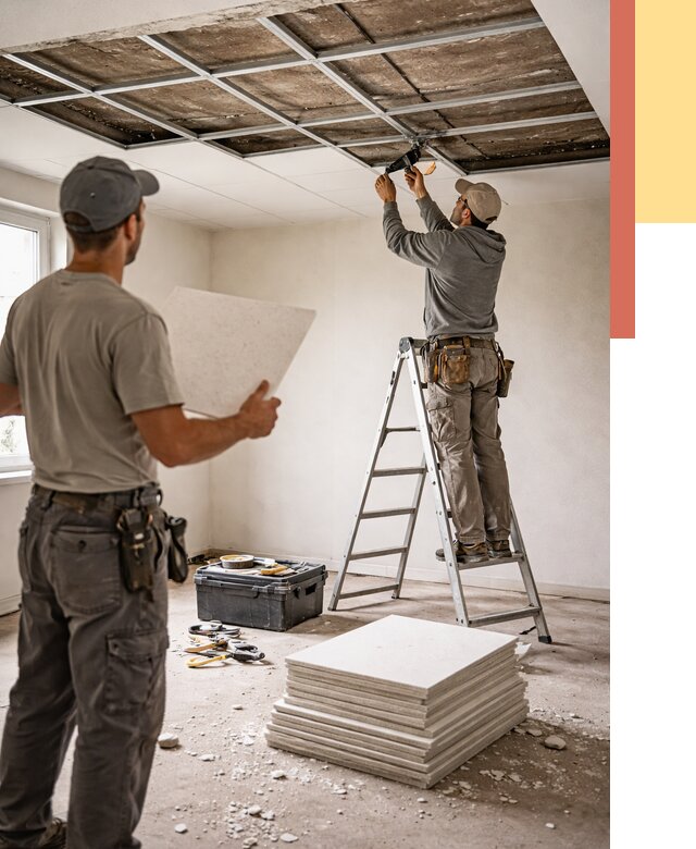 Замена плит подвесного потолка в Вологде от 1798 руб. быстро и недорого | ОТДЕЛОЧНИК-Вгд