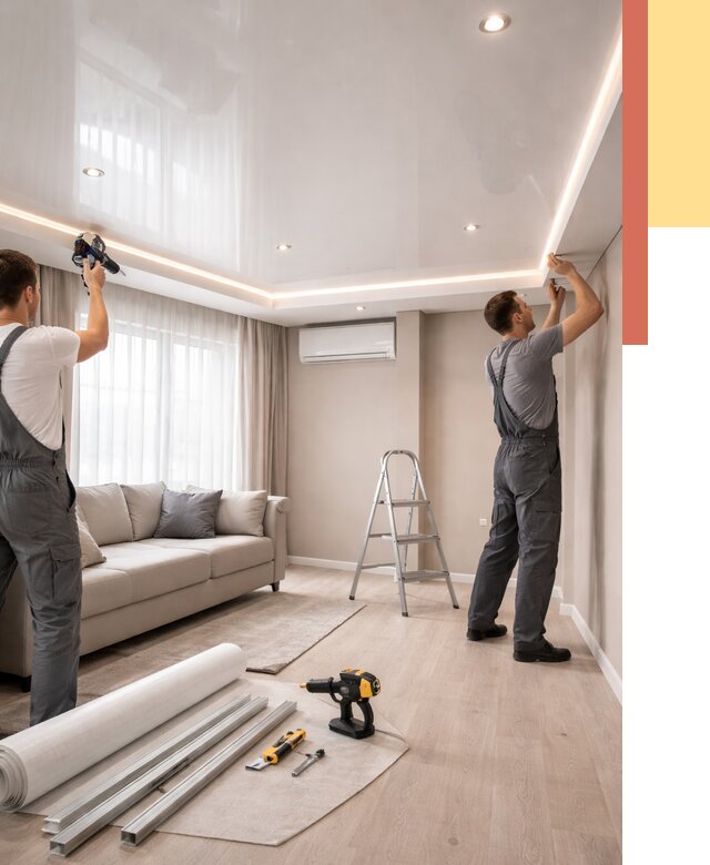 Монтаж глянцевого натяжного потолка в Вологде от 770 руб. под ключ | ОТДЕЛОЧНИК-Вгд