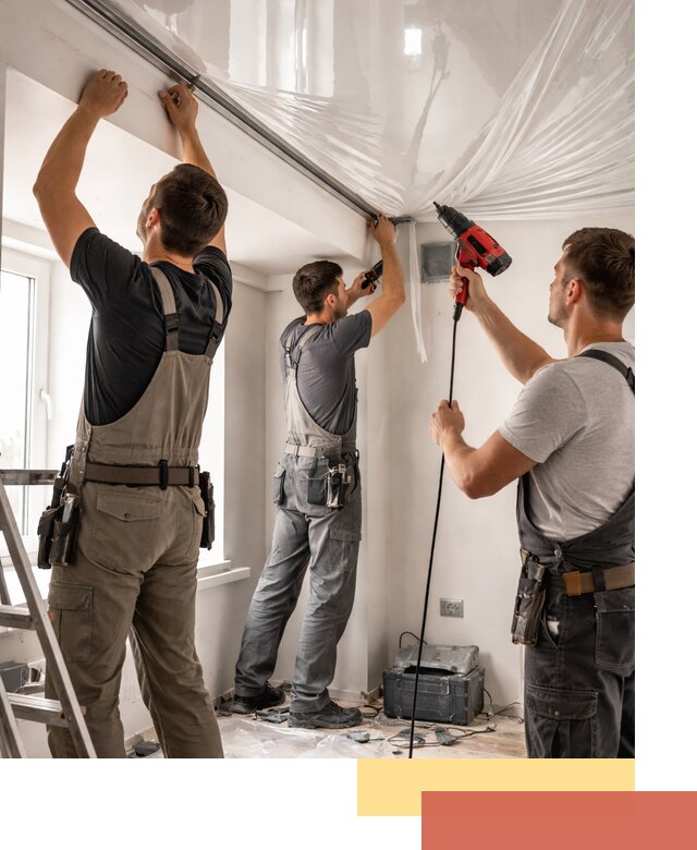 Монтаж глянцевого натяжного потолка в Вологде быстро и качественно