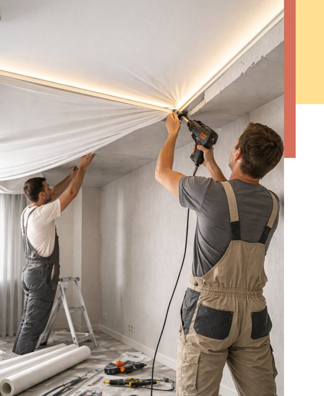 Монтаж натяжного потолка с подсветкой в Вологде от 976 руб. | ОТДЕЛОЧНИК-Вгд