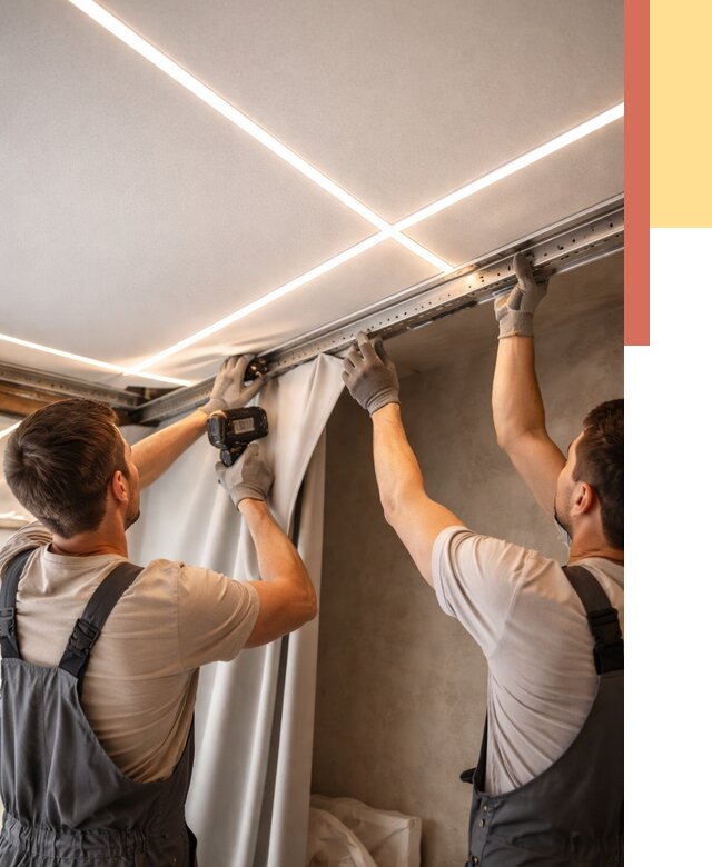 Монтаж натяжного потолка со световыми линиями в Вологде от 1233 руб. | ОТДЕЛОЧНИК-Вгд