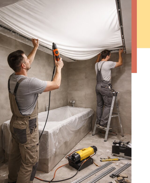 Монтаж натяжного потолка в ванной в Вологде от 1233 руб. под ключ | ОТДЕЛОЧНИК-Вгд