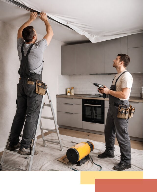 Монтаж натяжного потолка на кухне в Вологде