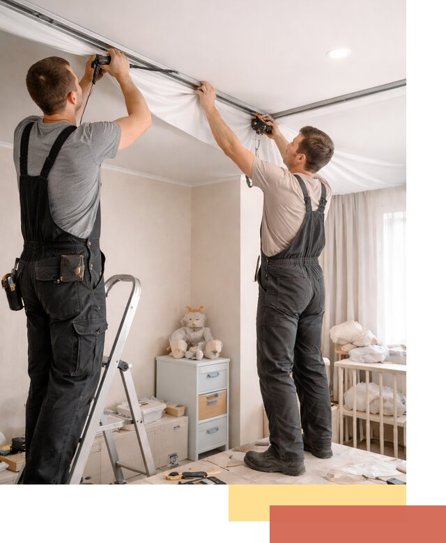 Монтаж натяжного потолка в детской комнате в Вологде