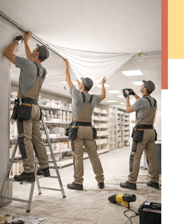 Монтаж натяжного потолка в магазине в Вологде от 4622 руб. быстро и недорого | ОТДЕЛОЧНИК-Вгд