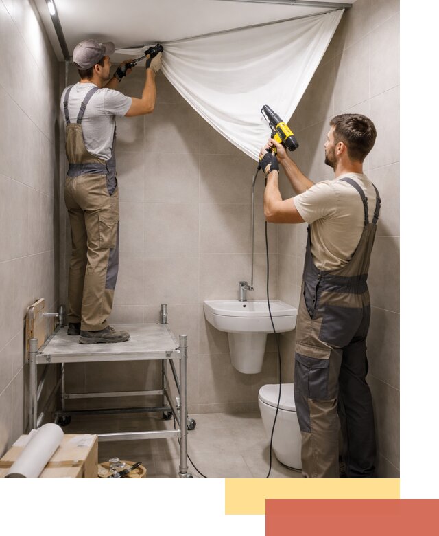 Монтаж натяжного потолка в санузле в Вологде