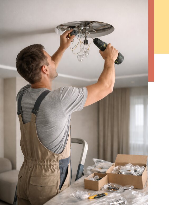 Установка люстры в натяжной потолок в Вологде от 1233 руб. | Быстро и недорого — ОТДЕЛОЧНИК-Вгд