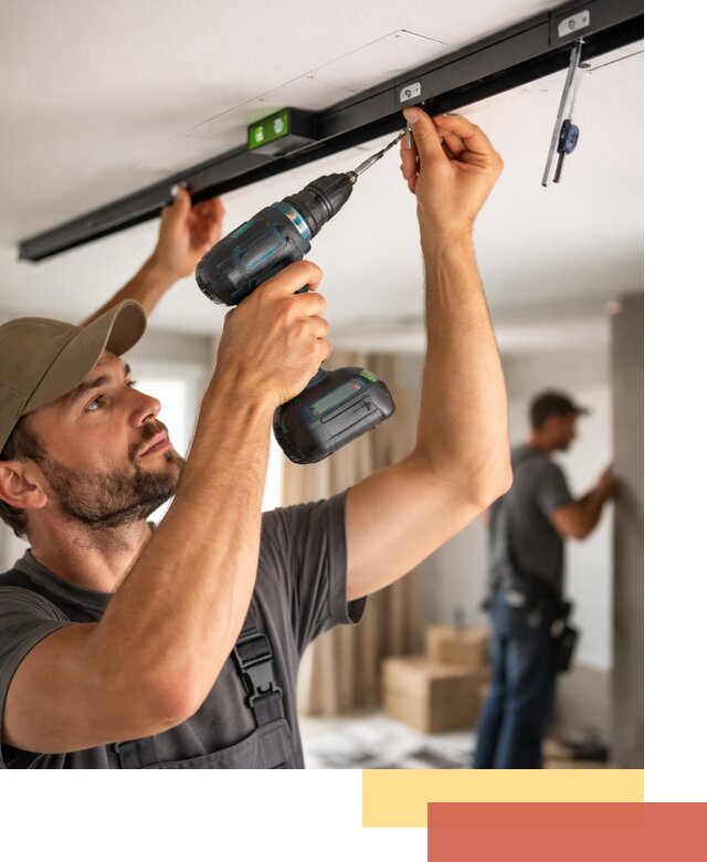 Установка трековых светильников в натяжной потолок в Вологде