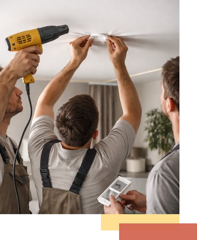 Ремонт прокола полотна натяжного потолка в Вологде