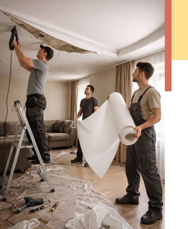 Замена полотна натяжного потолка в Вологде от 9758 руб. быстро и недорого | ОТДЕЛОЧНИК-Вгд