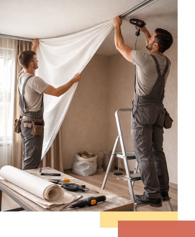 Замена полотна натяжного потолка в Вологде быстро и качественно