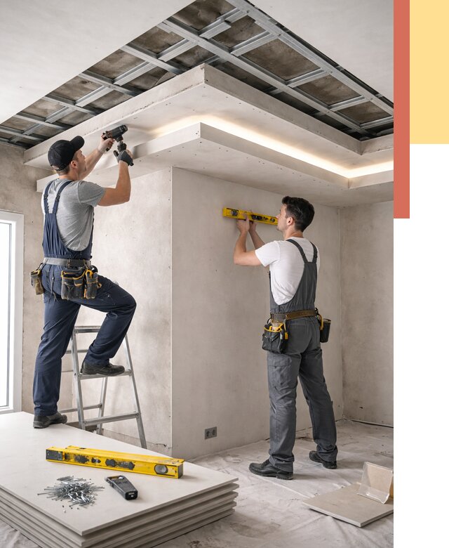 Двухуровневый потолок из гипсокартона в Вологде от 1489 руб. под ключ | ОТДЕЛОЧНИК-Вгд