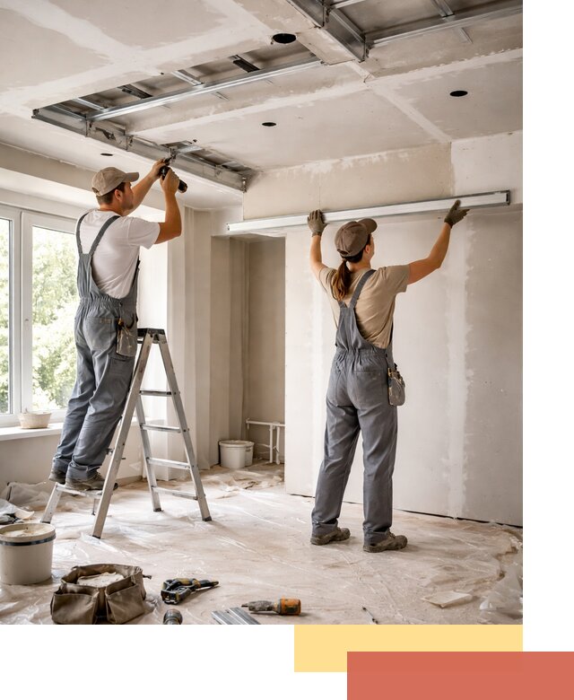 Монтаж многоуровневого потолка из гипсокартона в Вологде