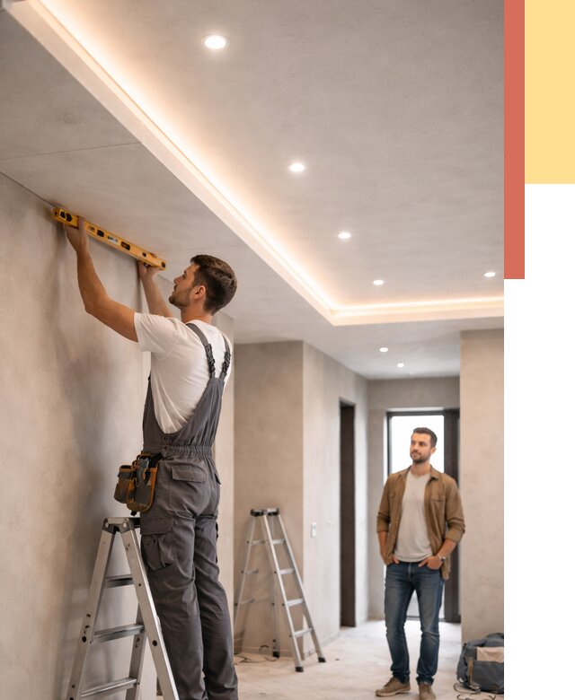 Потолок из гипсокартона с подсветкой в Вологде от 770 руб./м2 под ключ | ОТДЕЛОЧНИК-Вгд