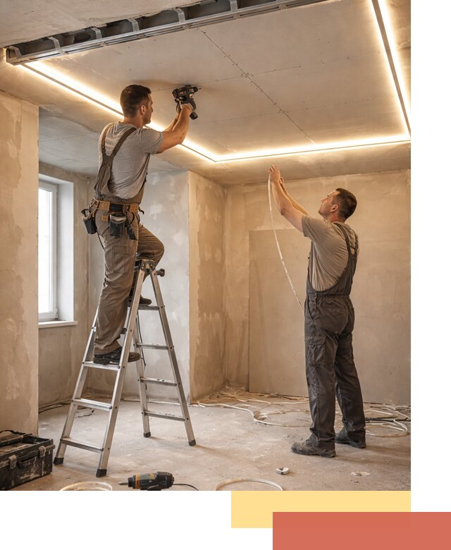 Потолок из гипсокартона с подсветкой в Вологде