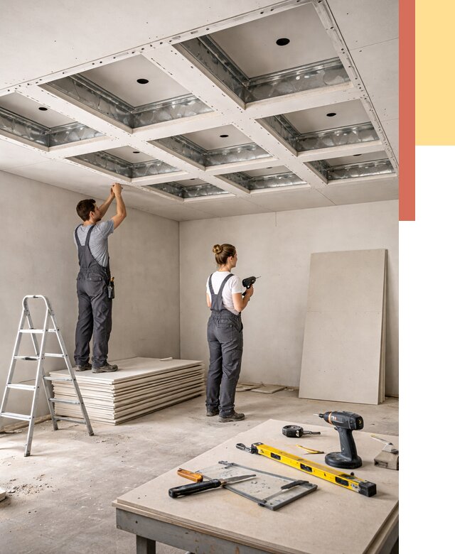 Кессонный потолок из гипсокартона в Вологде от 1900 руб. — монтаж и под ключ | ОТДЕЛОЧНИК-Вгд