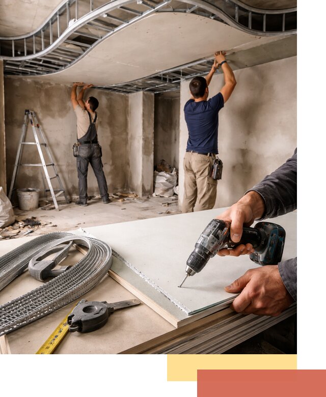 Криволинейный потолок из гипсокартона в Вологде — монтаж и отделка