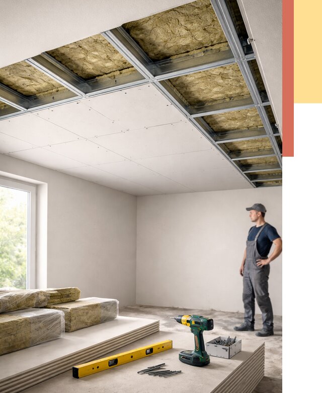 Звукоизоляция потолка ГКЛ в Вологде от 976 руб. — монтаж под ключ | ОТДЕЛОЧНИК-Вгд