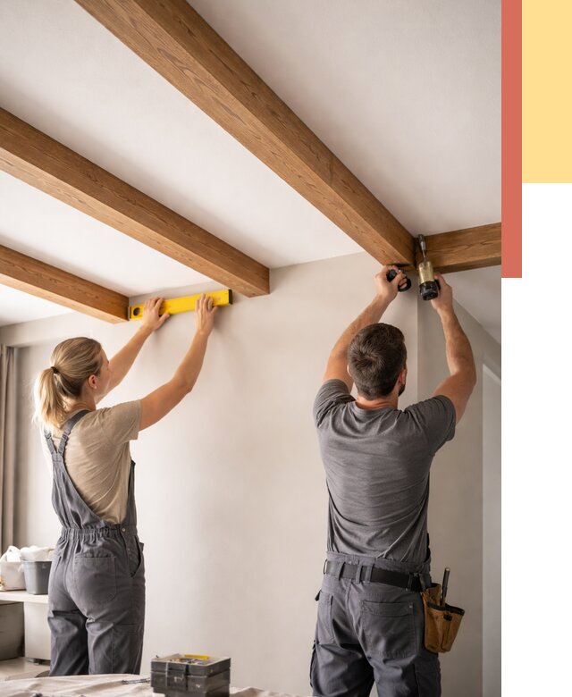 Монтаж декоративных балок на потолок в Вологде от 4314 руб. — ОТДЕЛОЧНИК-Вгд