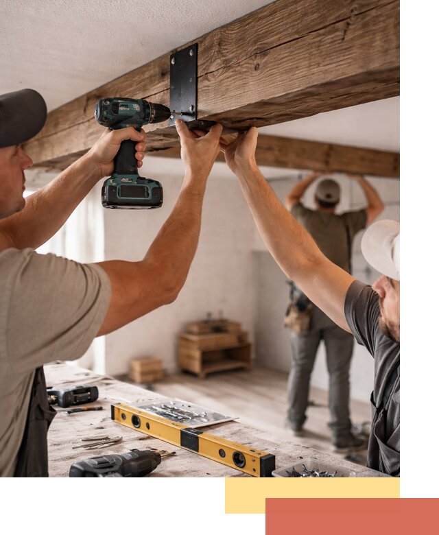 Монтаж декоративных потолочных балок в Вологде